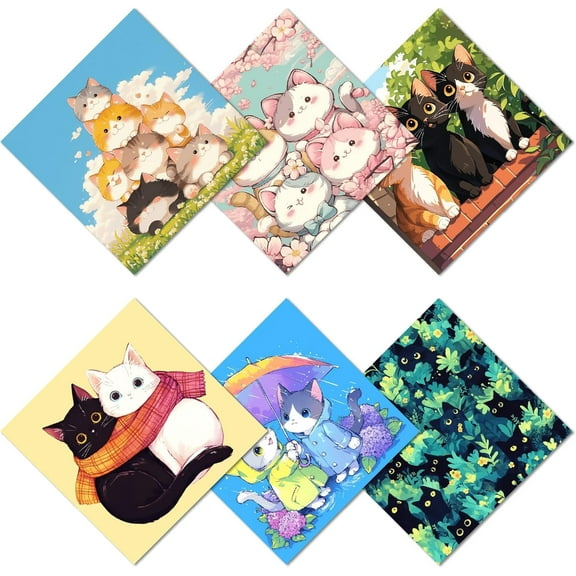 6 Packs Cat Glasses Cleaning Cloth Microfiber Cloth Soft Multicolor Sunglasses Cleaner Cloths Reusable Thicken Wipes Cloths for Eyeglasses Camera Cell Phone Lens Screens Glasses 6 x 6 Inch