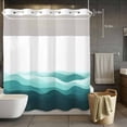 thumbnail image 5 of No Hook Shower Curtains with Detachable Snap-in Liner Set, Teal Ombre Waterproof Hotel Style Bathroom Shower Curtain, Summer Minimalist Ocean Waves Breathable Mesh Top Window Bath Curtains 72''x78'', 5 of 9