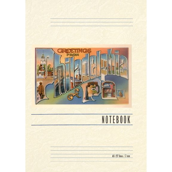 Vintage Lined Notebook Greetings from Philadelphia, Pennsylvania, (Paperback)