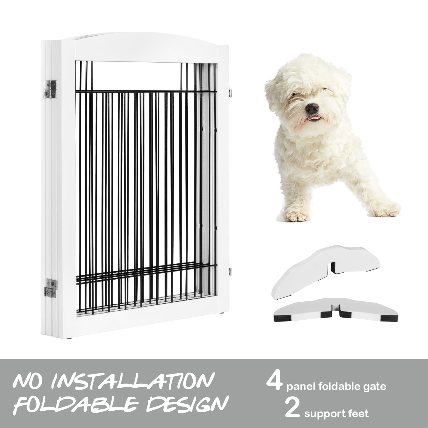 STAROUS Extra Wide Dog Gate, White, 30"H x 96"L