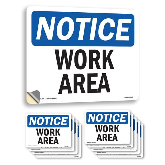 Work Area OSHA Notice Vinyl Decal Label 14 Inch x 10 Inch - 10 Pack