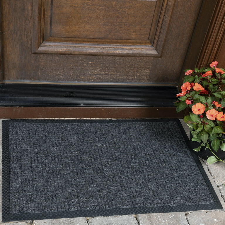 Ottomanson Easy Clean, Waterproof Non-Slip 2x3 Indoor/Outdoor Rubber Doormat,  24 x 36, Black 