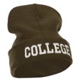 thumbnail image 4 of Wording of College Embroidered Long Beanie - Olive OSFM, 4 of 5