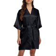 thumbnail image 3 of Solid Color Short Kimono Satin Bathrobe Silky Bride and Bridesmaid Robe, 3 of 7