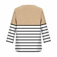 thumbnail image 3 of 3/4 Length Sleeve Womens Tops Striped Shirts Henley Shirts for Women V Neck Summer Trendy Work Clothes Ladies Fashion Outfits, 3 of 5