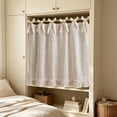 thumbnail image 4 of Hometravel Linen Striped Half Curtain, Bow Tie Cabinet Cover with Farmhouse Style, Decorative Oven Door Valance for Kitchen, Homestay, and Rustic Window Accent, 4 of 6