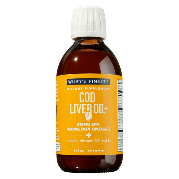 Wiley’s Finest Wild Alaskan Fish Oil Cod Liver Oil - Orange Flavored Omega-3 Fish Oil Supplement - 755mg Omega-3s - 8.45 Oz (50 Servings)