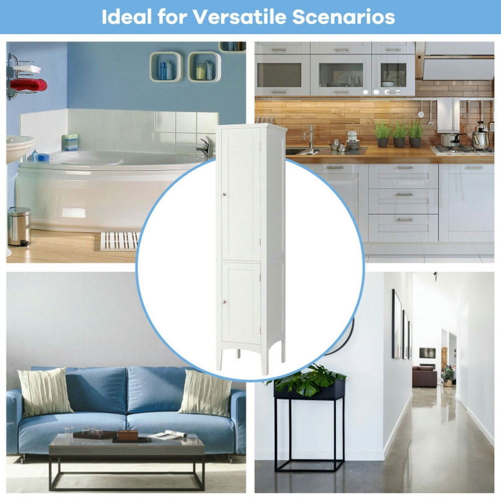 Finihen Bathroom Storage Cabinet, Bathroom Floor Cabinet, Freestanding Bathroom Storage Cabinet for Kitchen and Living Room, for Bathroom, Living Room, Bedroom, Kitchen, White Finihen Bathroom Storage Cabinet, Bathroom Floor Cabinet, Freestanding Bathroom Storage Cabinet for Kitchen and Living Room, for Bathroom, Living Room, Bedroom, Kitchen, White