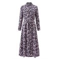 thumbnail image 2 of Vestido largo con cintura anudada,Vestido floral de manga larga Vestido con estampado floral Vestido largo con solapa Lo mejor de la línea, 2 of 5