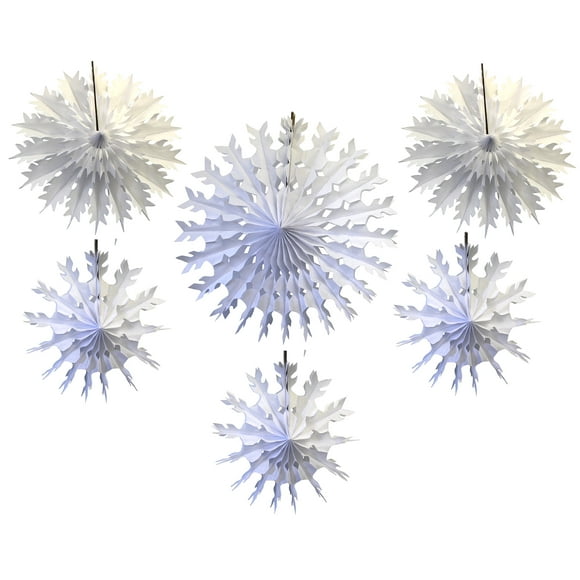 6-Piece Tissue Paper Snowflakes White 15-22 Inch