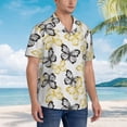 thumbnail image 3 of Susaid Golden Glitter Butterflies Print Short Sleeve Shirts Button Down Casual Shirts Summer Beach Aloha Button Down Short Sleeve for Men ,Medium, 3 of 7