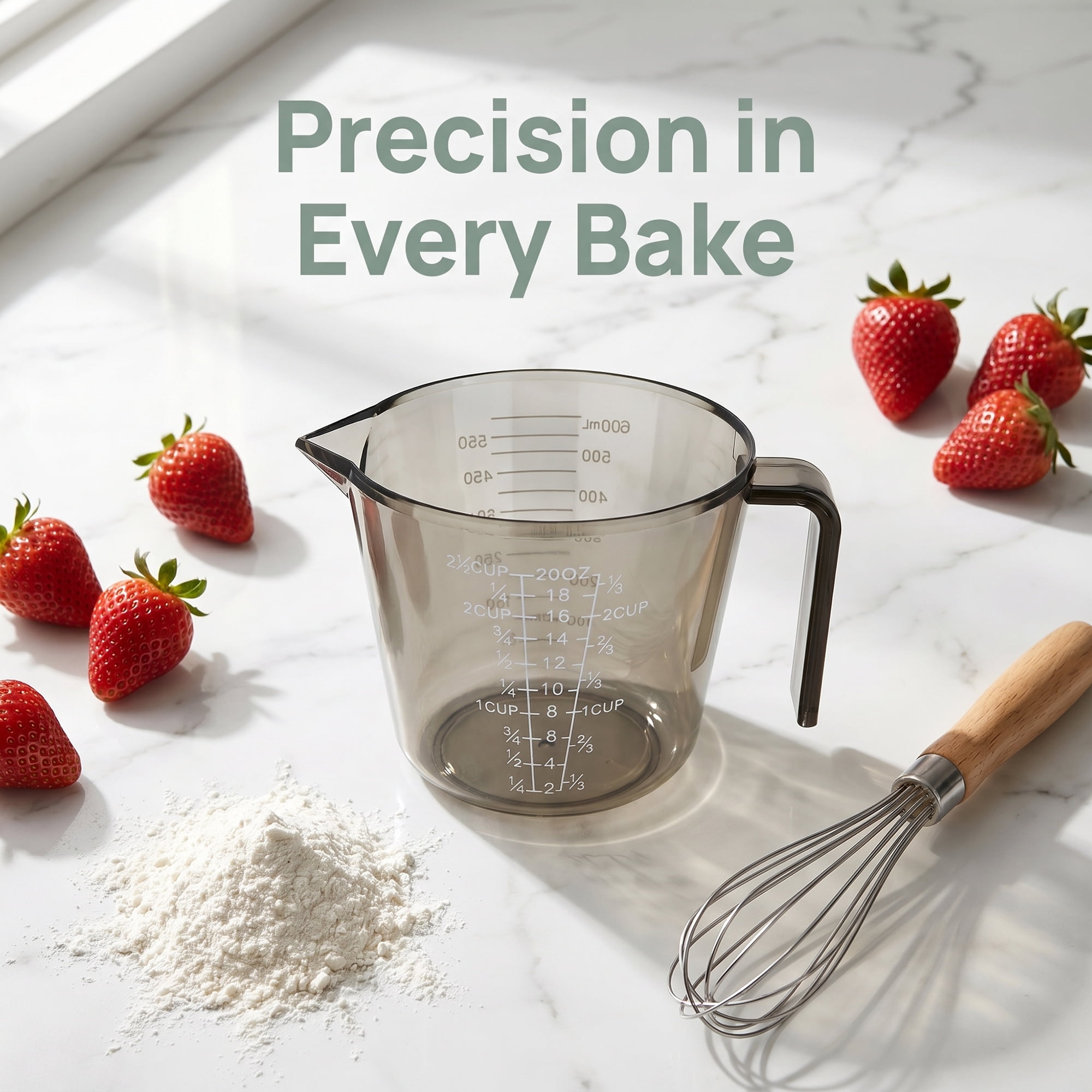 Unique Bargains PS Material Measuring Cup with Clear Marks for Measurement Gray 600ml