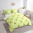 thumbnail image 2 of jejeloiu Cartoon Floral Blossom 7 Pieces Bedding Comforter Set,Green Cute Avocado Full Bedding Set For Girls Women Reversible, 2 of 7