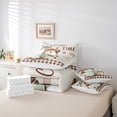 thumbnail image 5 of Homewish Kawaii Coffee Gnome Bedding Comforter Set 7 Pieces for Kids, Vintage Brown Plaid Buffalo Full Bedding Set, Happy Holiday Reversible Fitted Sheet Flat Sheet, Ultra Soft Bedroom Decor, 5 of 7