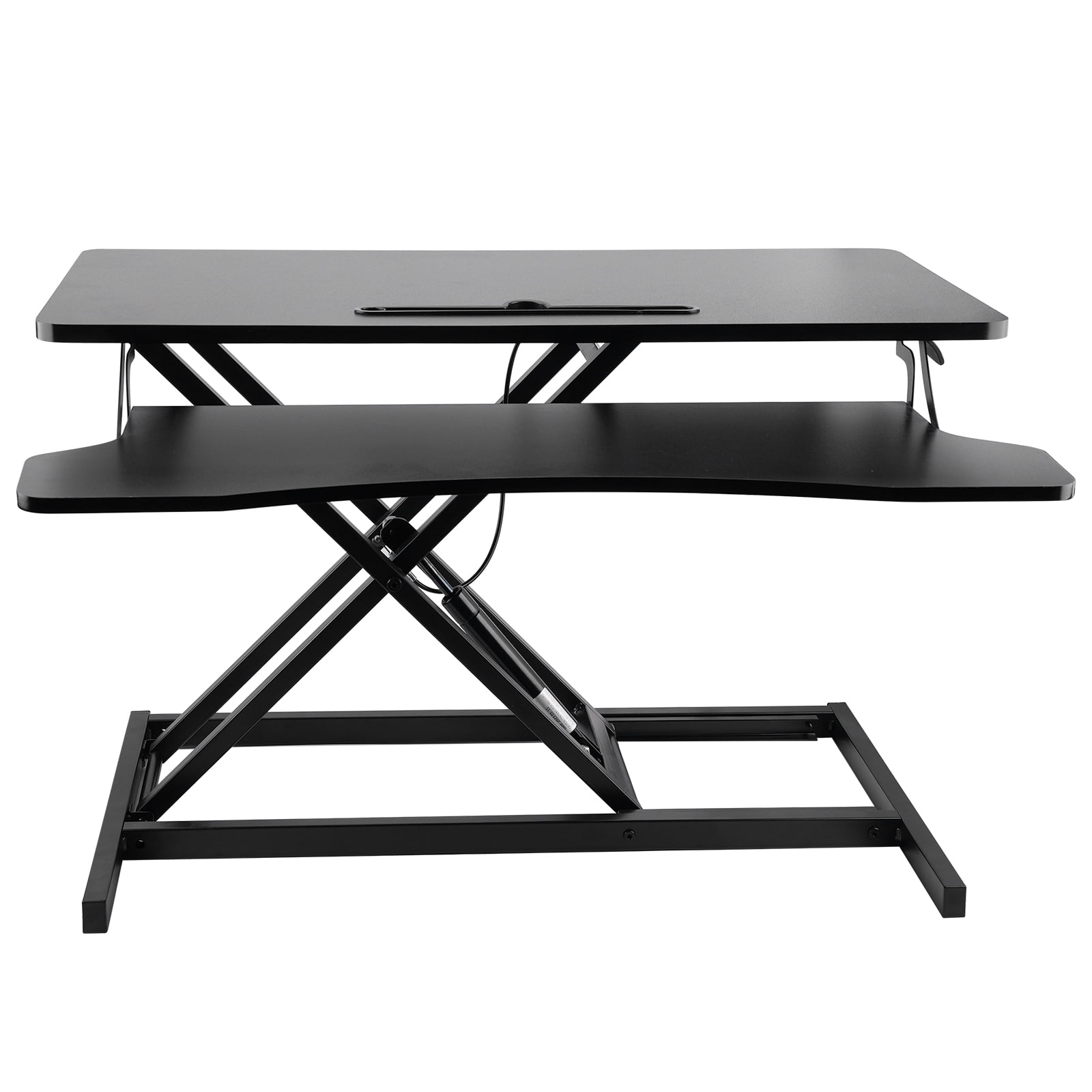 32'' Height Adjustable Standing Desk, Converter Tabletop, Dual Monitor Riser Workstation, Black