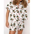thumbnail image 1 of Pyjama pour Femmes Ensemble Manches Courtes Bouton Pyjama Costume Décontracté T-Shirt Pyjama Costume-week, 1 of 4
