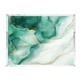 thumbnail image 2 of WOBOGO Green Gilt Patterns Acrylic Serving Trays 15.7x11.8 Inch Spill Proof Clear Decorative Organizer with Handle, 2 of 7