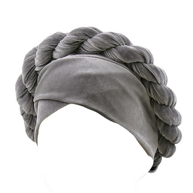 Women Braid Velvet Muslim Stretch Turban Hat Chemo Cap Head Scarf Wrap Cap