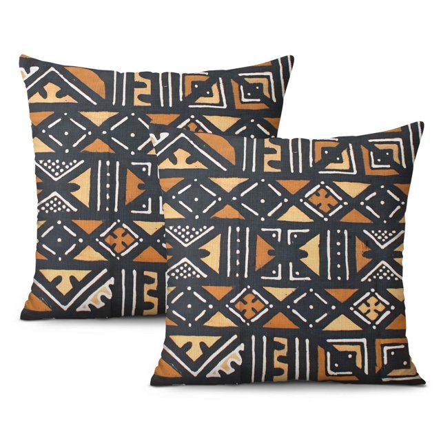 16x16 Inch Boho Farmhouse Decorative Throw Pillow Covers, Throw Pillow Covers Set of 2, Geometric Patterns, Square Pillow Covers for Couch, Sofa, Bed, and Fall Home Decor