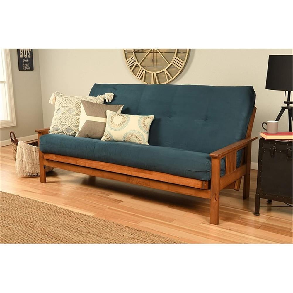 Pemberly Row Full-size Suede Fabric Futon Mattress in Navy-Frame Not Included
