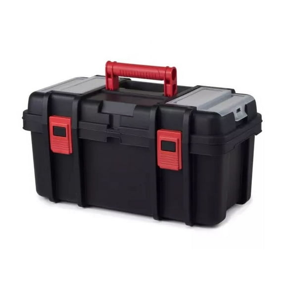 19-Inch Toolbox, Plastic Tool And Hardware Storage, Black