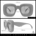 thumbnail image 3 of Womens Retro Ballon Bubble Super Thick Rectangle Retro Sunglasses White - Black, 3 of 7