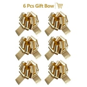 LaRibbons 6Pcs 5" Pull Bow Pew Bows for Wedding Decorations Christmas Gift Wrapping - Light Gold