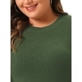 thumbnail image 5 of DARING DIVA Plus Size Sweater Fall Crew Neck Long Sleeve Dress 1X Army Green, 5 of 6