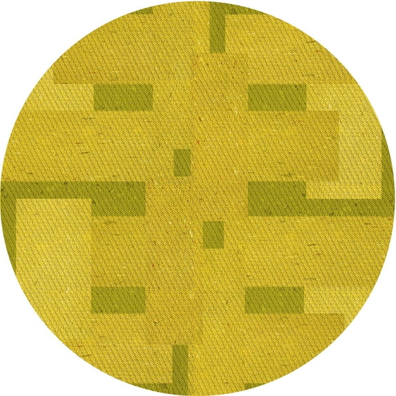 Ahgly Company Machine Washable Indoor Round Transitional Orange Gold Area Rugs, 7' Round