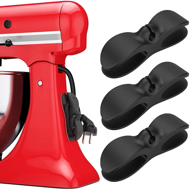 Organizador de cables para electrodomésticos, 3 unidades, color negro. Adhesivo para pequeños electrodomésticos, enrollador de cables de cocina, licuadoras.