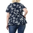 thumbnail image 4 of Agnes Orinda Women's Plus Size Summer Floral Short Sleeve Tie Waist Wrap Blouse, 4 of 8