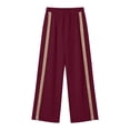 thumbnail image 3 of Lenpel Wide Leg Pants for Women Lounge Fashion Side Button Block Color Baggy Trousers Loose Comfy Elastic Waist Slacks, 3 of 5