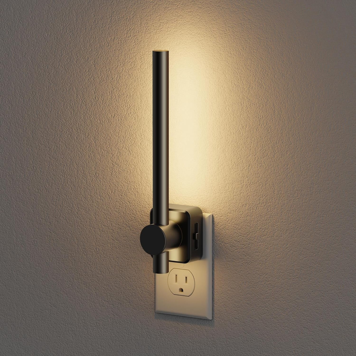 RGHJAR-Night Lights Plug into Wall,0-200LM Dimmable LED Nightlights, Soft White 3000K Vanity Night Light with Auto Light Sensor for Bathroom Dressing Room, 1 Pack