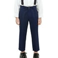 thumbnail image 3 of LYHaoo Boys Formal Dress Pants, Straight Leg School Uniform Pants Front Button for Kids Daily School(Blue), 3 of 5