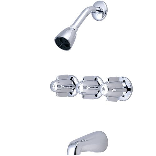 Central Brass Triple Canopy Handle Tub and Shower Faucet Set