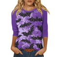 thumbnail image 1 of Camisa para mujer, moda informal, manga raglán, cuello redondo, manga 3/4, suelta, camiseta estampada de Halloween, top para mujer, 1 of 7
