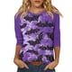 thumbnail image 1 of Camisa para mujer, moda informal, manga raglán, cuello redondo, manga 3/4, suelta, camiseta estampada de Halloween, top para mujer, 1 of 7