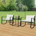 thumbnail image 2 of SYNGAR Patio Conversation Set of 3, Metal Outdoor Furniture with 2 Chairs, Patio Metal Coffee Table, and Cushions, Dining Set Seating for Outdoor Garden Backyard Lawn, White, 2 of 9