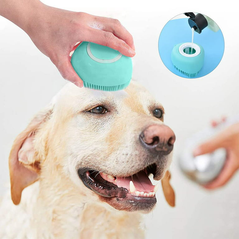 6Pcs Dog Bath Brush, Soft Silicone Pet Shampoo Massage Dispenser Grooming  Shower Brush, Pet Finger Toothbrush, Nail Clippers and Nail File for Dogs