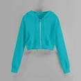 thumbnail image 2 of Women's Zip Up Hoodies Cropped Cardigan Jacket Drawstring Hooded Sweatshirts Casual Long Sleeve Top, 2 of 4