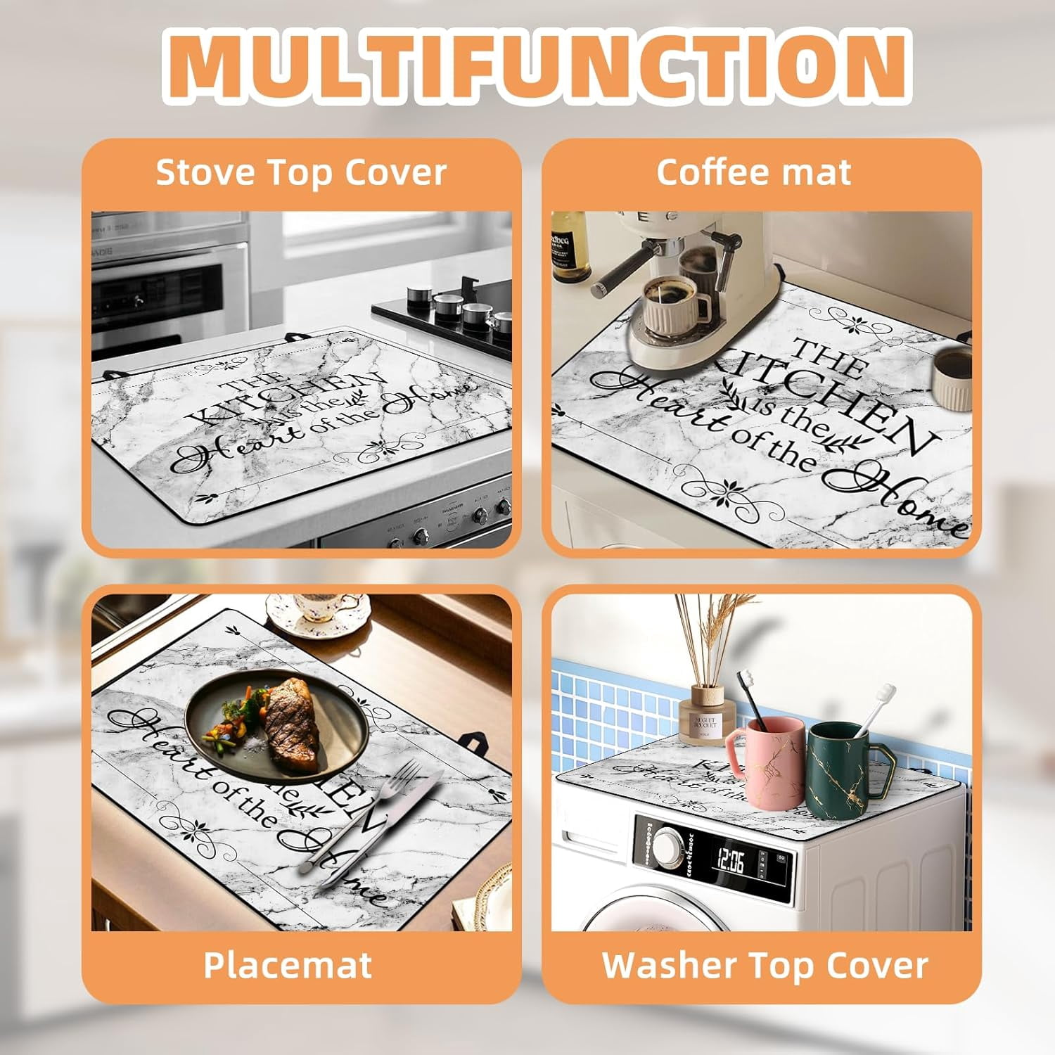 Stove Top Covers for Electric Stove, Foldable Heat Resistant Anti-scratch Glass Induction Cooktop Protector, Oven Cover, Dish Drying Mat, Range Cover, 28.5x20.5 inch, Extra Thick Rubber Mat