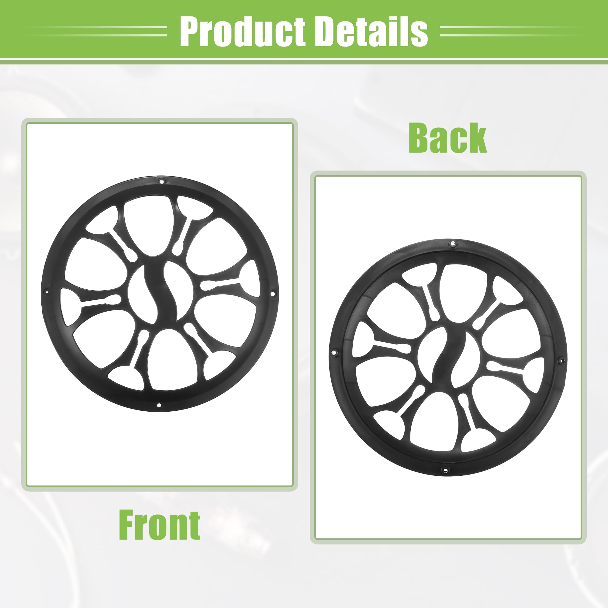 Unique Bargains Car Speaker Grills Cover with Mounting Screws ABS - Pack of 2 Black 10"
