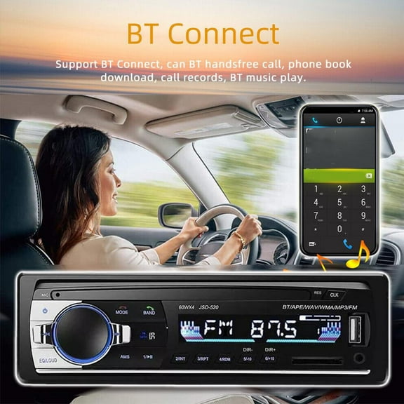 AutoNexis 1 DIN Bluetooth Car Stereo Handsfree Indash MP3USBSDFMAUXFrame