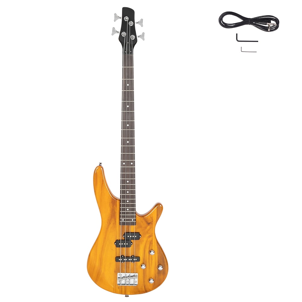 Lowestbest Exquisite Stylish Bass with Power Line & Wrench Tool, Transparent Yellow