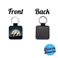 thumbnail image 4 of Apatosaurus Silhouettes Moon Night Dinosaurs Faux Leather Square Keychain, 4 of 7