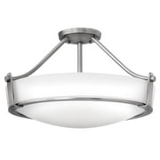 Hinkley 3221AN-Hathaway 4 Light 21-inch Antique Nickel Semi-Flush Mount Ceiling Light in Etched White