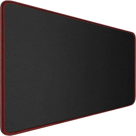 Large Mouse Pad Gaming Mousepad Black with Red Stitched Edges 36"x12" Desk Mat - Extended Mouse Pads for Desk Protector - Portable Desk Pad for Home and Ofiifce Desk Mats on Top of Desks