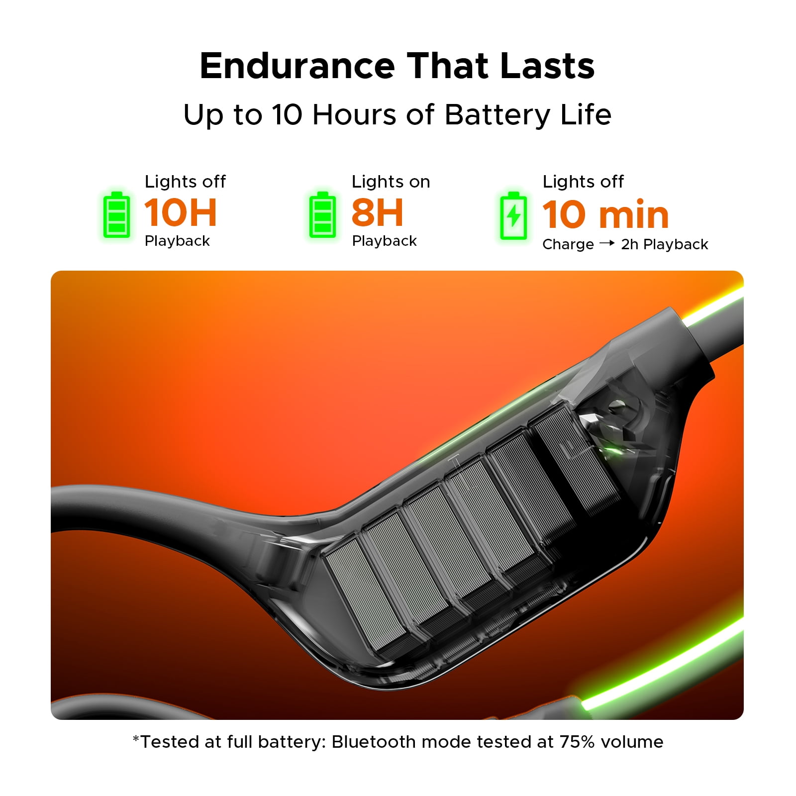 DOOGEE Bone Conduction Headphones, Running Headphones, Open-Ear Headphones, Sports with Safety LED Light, IP66 Waterproof, Bluetooth 6.0, 10H Playtime & Adjustable Band for Night Running