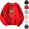 thumbnail image 4 of Cute Sweatshirts for Boys Girls Animal Bunny Print Cotton Round Neck Easter Tops Unisex Child Fall Winter Clothing (9-10 Years, Black), 4 of 4