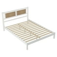 thumbnail image 4 of Queen Bed Frame with Boho Natural Rattan Headboard,Minimalist Platform Bed Frame with Solid Wood Slats Support for Bedroom,Guest-Room,No Box Spring Needed,Easy Assembly,83.3"x63.4"x35",White, 4 of 8